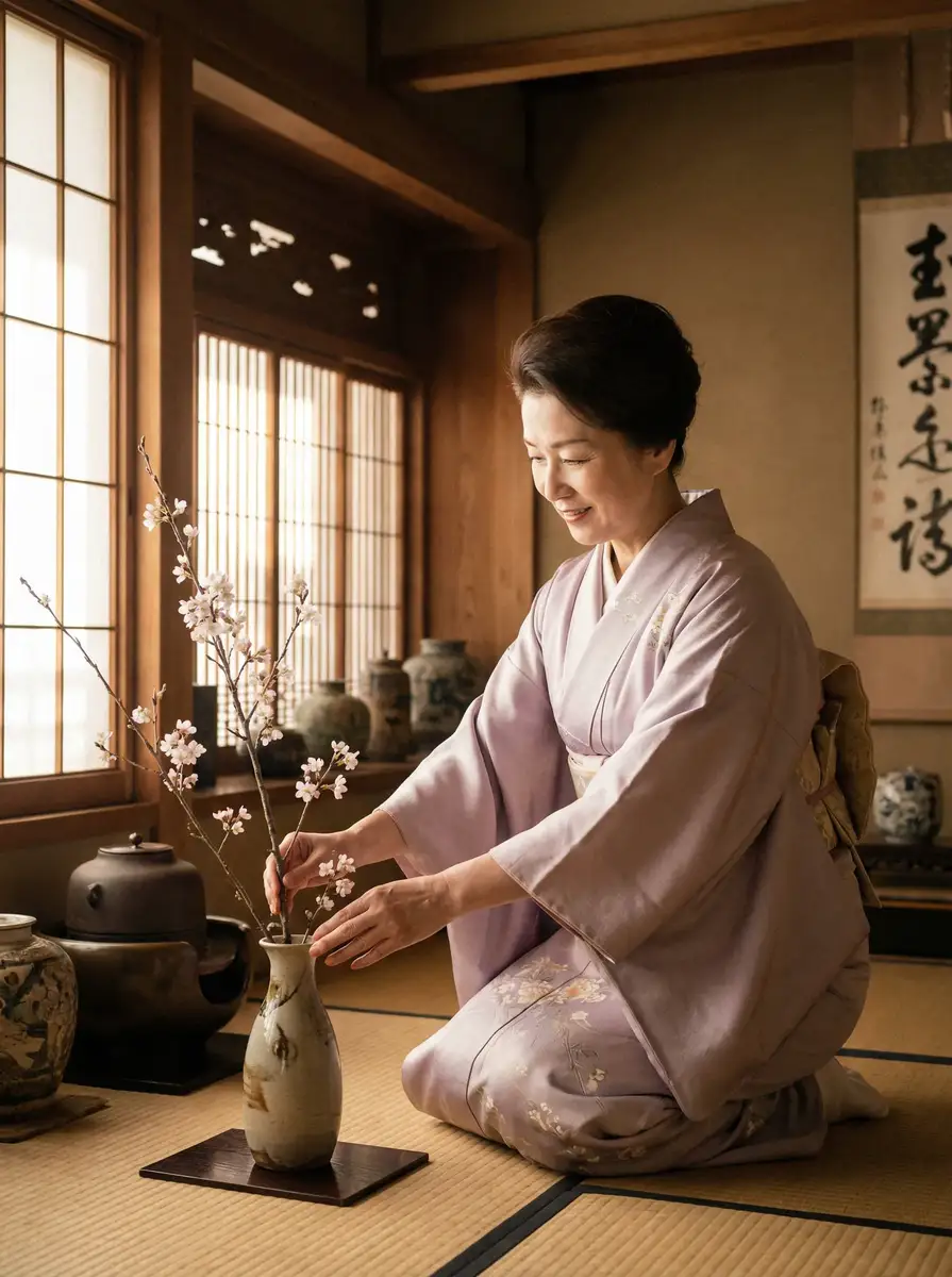 一位优雅的 [绿色小导航] - 绿色小导航影院免费观看 | 最新绿色小导航分享平台 在和室中插花